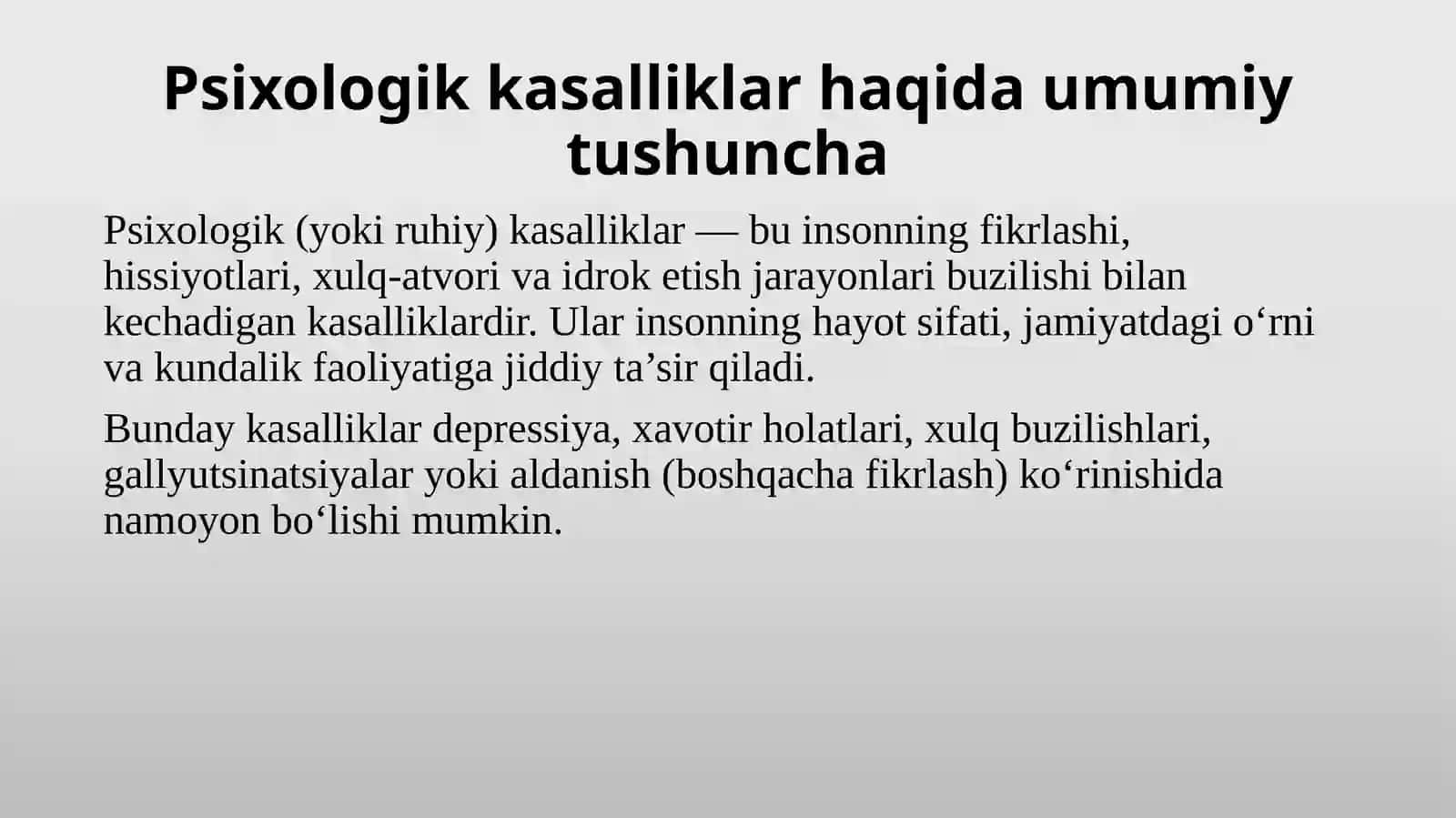 Psixologik kasalliklar 2