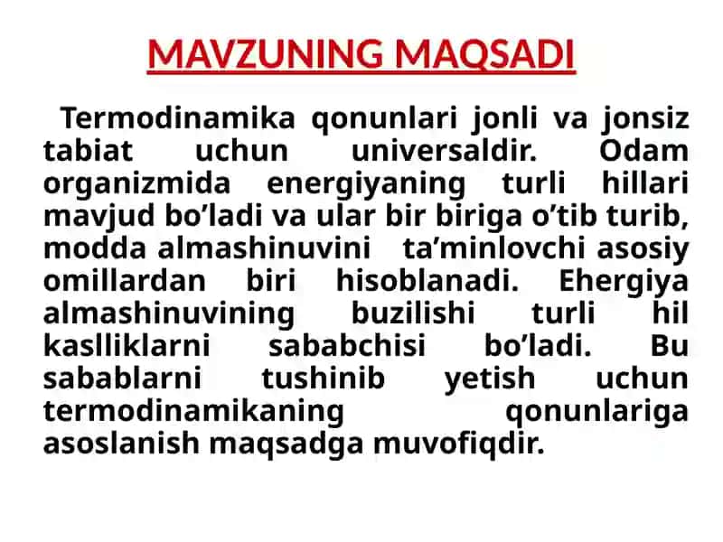 KIMYOVIY TERMODINAMIKA  ASOSLARI 2