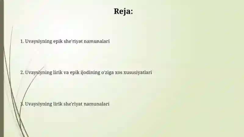 Uvaysiyning Hayoti va Ijodi 2