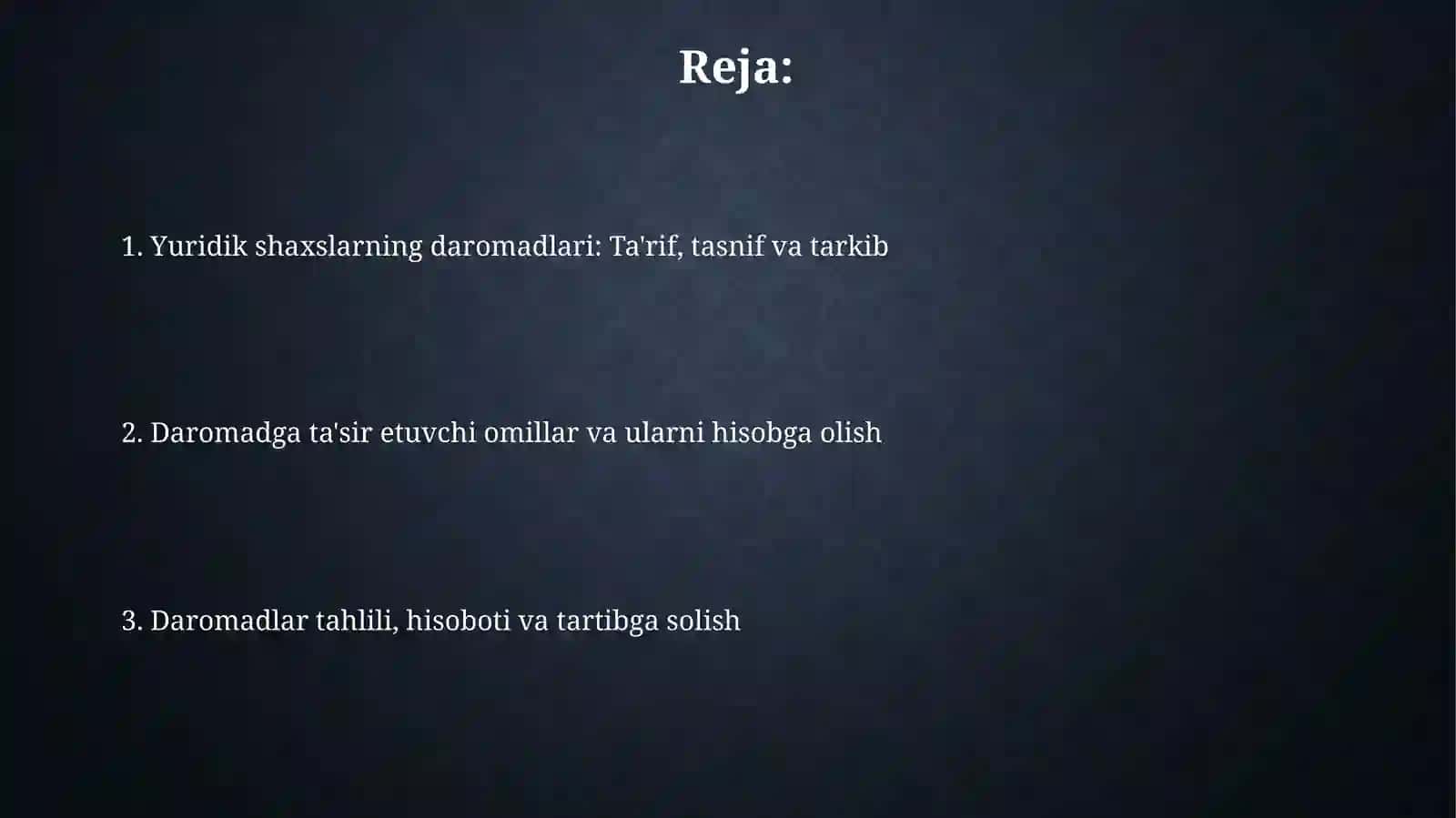 Yuridik shaxslarning jami daromadlari tarkibi 2