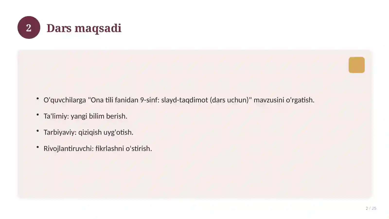 Ona tili fanidan 9-sinf: slayd-taqdimot (dars uchun) 2