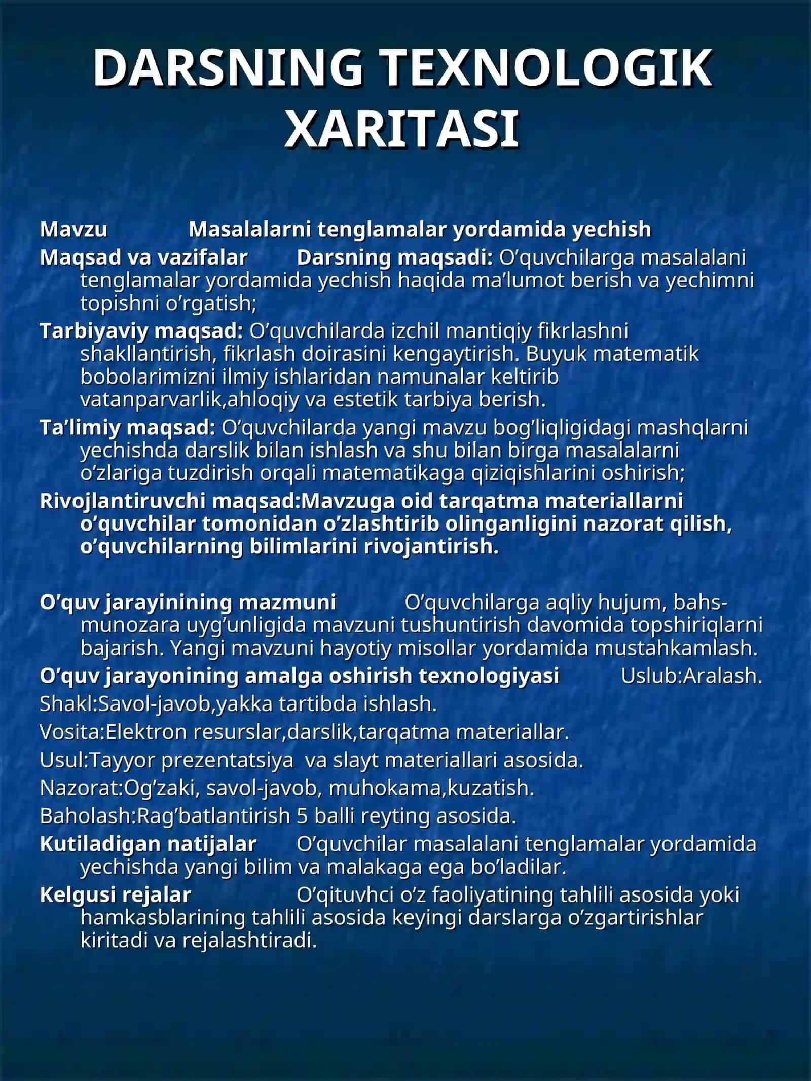 DARSNING TEXNOLOGIK XARITASI 2
