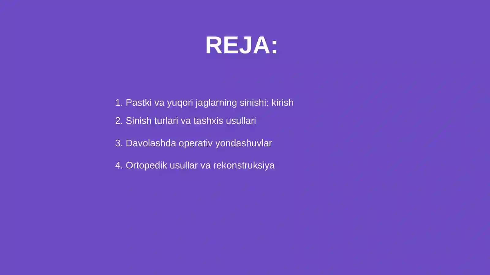 Pastki va yuqori jag'lar sinishi: kirish 2