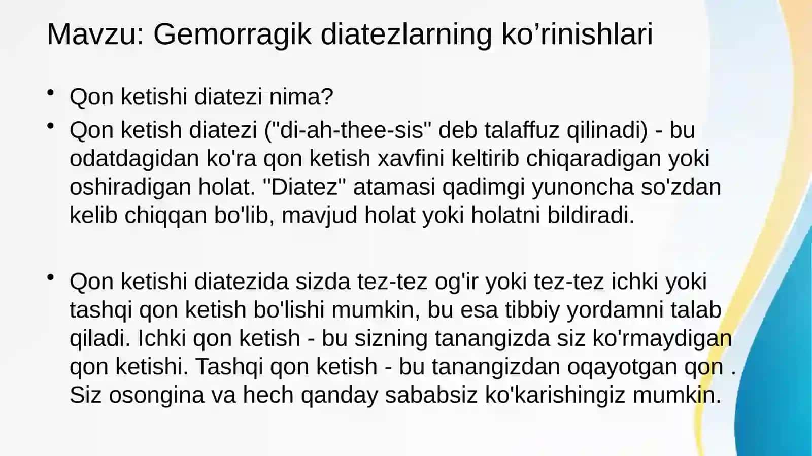 Gemorragik diatezlarning ko’rinishlari 2