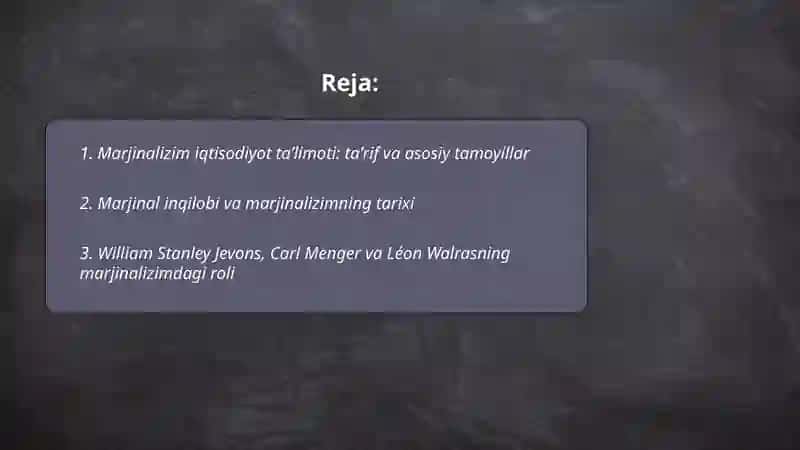 Marjinalizim Iqtisodiyot talimoti 2