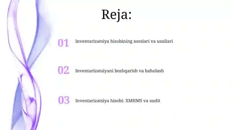 Inventarizatsiya hisobi: XMHMS va audit 2