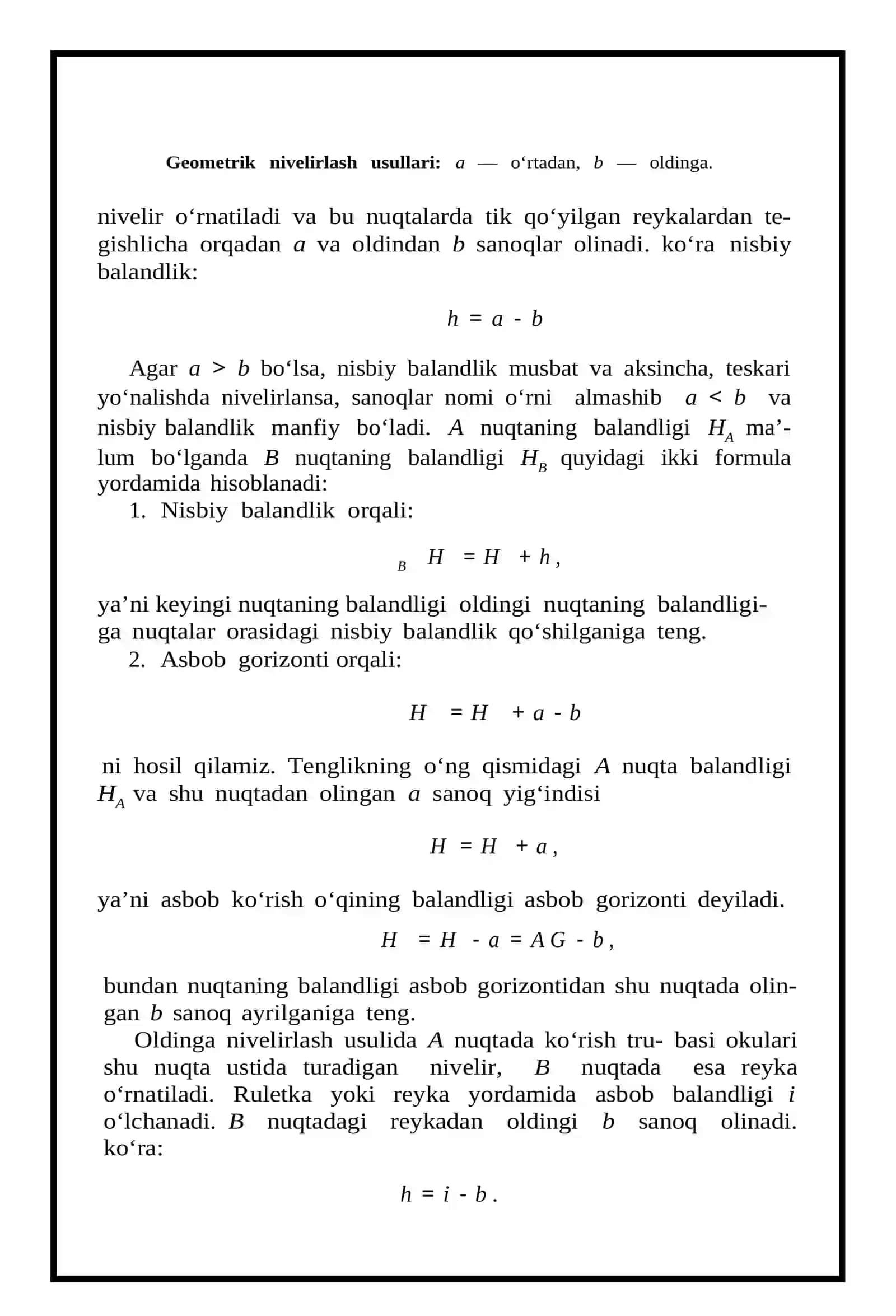 Geometrik Nivelirlash Haqida Tushuncha 2