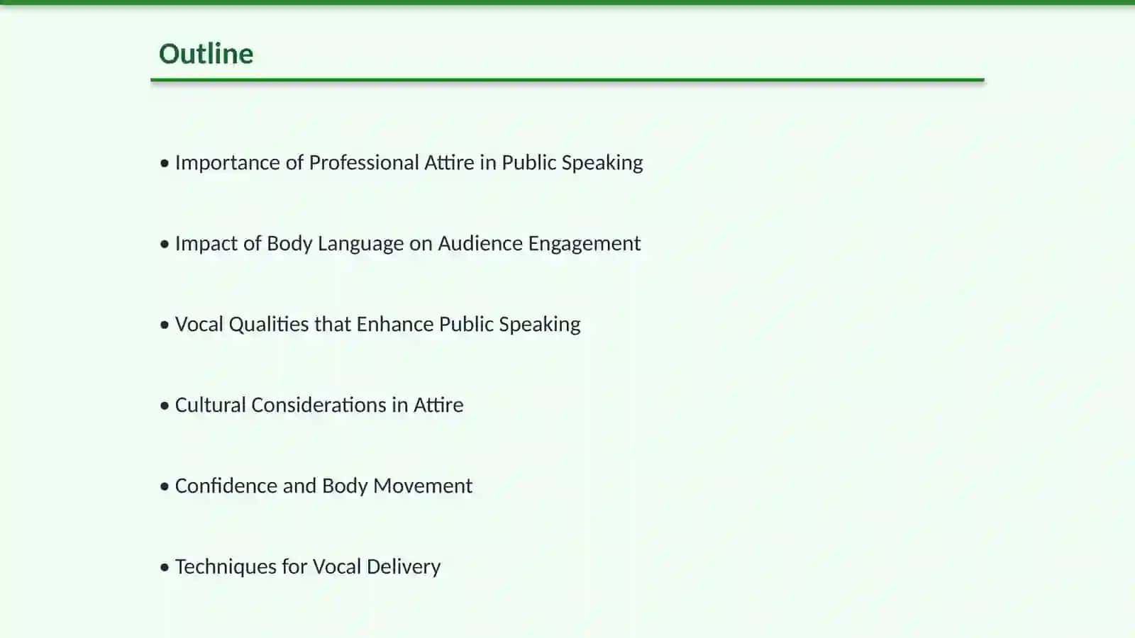Dressing professionally, body movement and vocal qualities in public speech 2