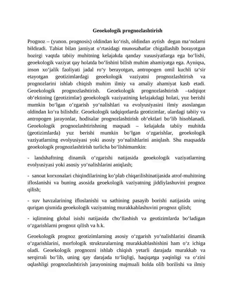 Geoekologik prognozlar 2