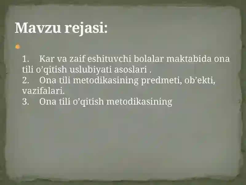 Ona tili o‘qitish maxsus metodikasi 2