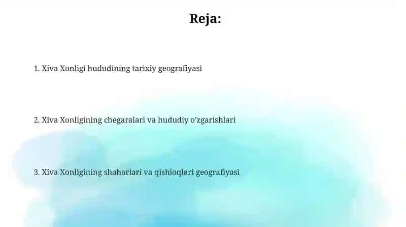 Xiva xonligining tarixiy geografiyasi 2