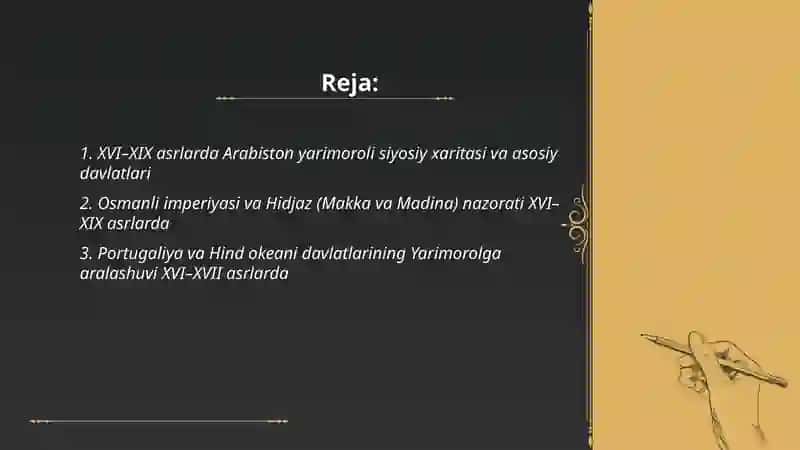 XVI XIX asrlarda Arabiston yarim oroli davlatlari 2