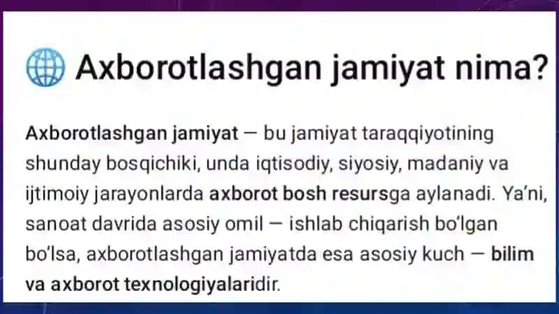 Axborotlashgan jamiyat va uning istiqbollari 2