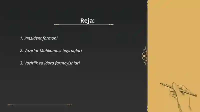 Farmoyish hujjat turlari 2