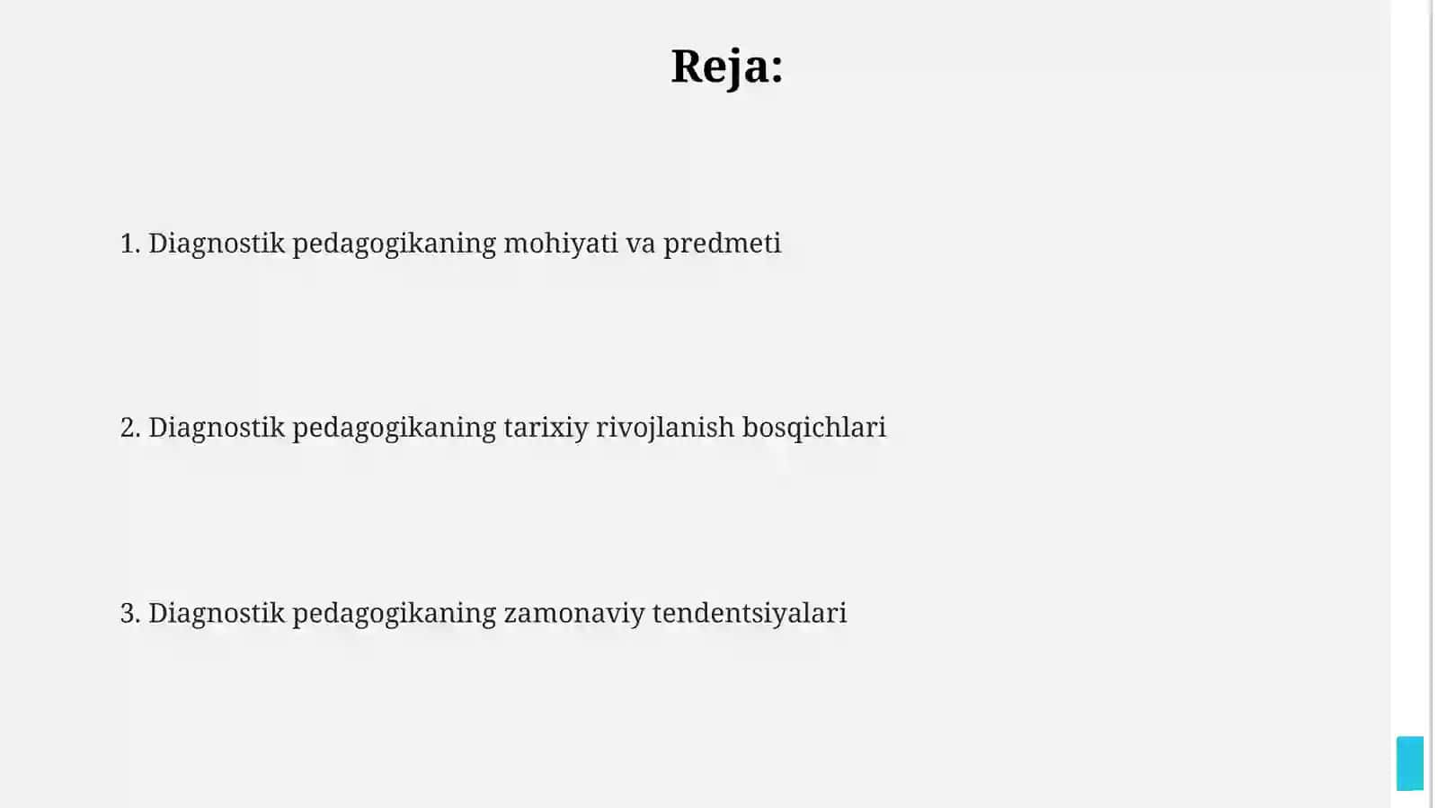 Pedagogik diognostikaning predmeti vatarixiyrivoji 2