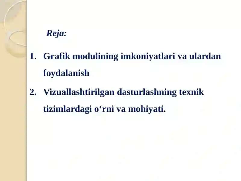 Grafika va multimedia dasturlash tizimlariniqo‘llash 2