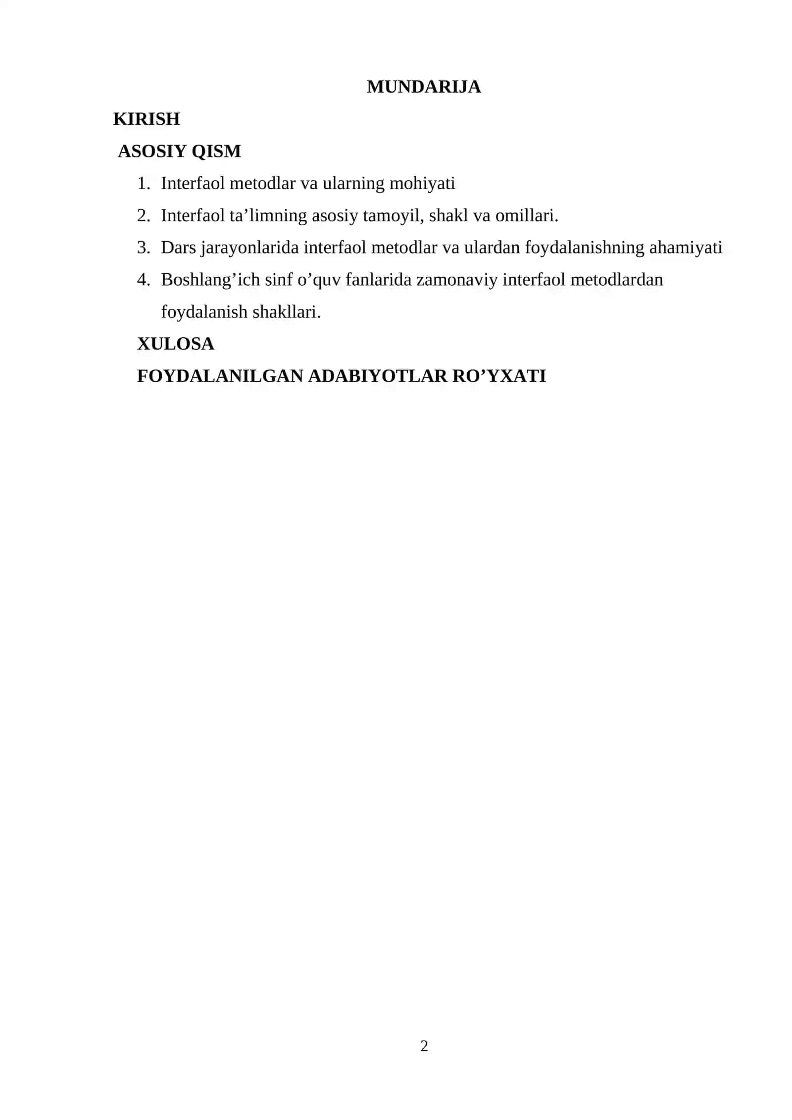 "DARS JARAYONLARIDA INTERFAOL METODLAR VA ULARDAN FOYDALANISHNING AHAMIYATI" 2