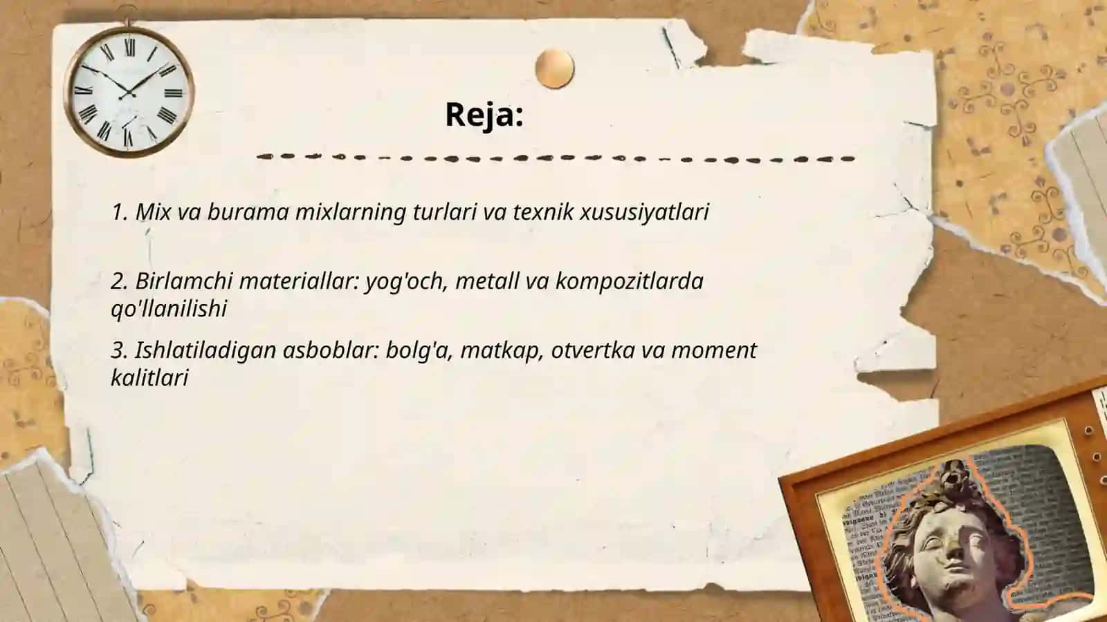 Mix va burama mixlar yordamida oddiy birikma tayyorlash texnologiyasi 2