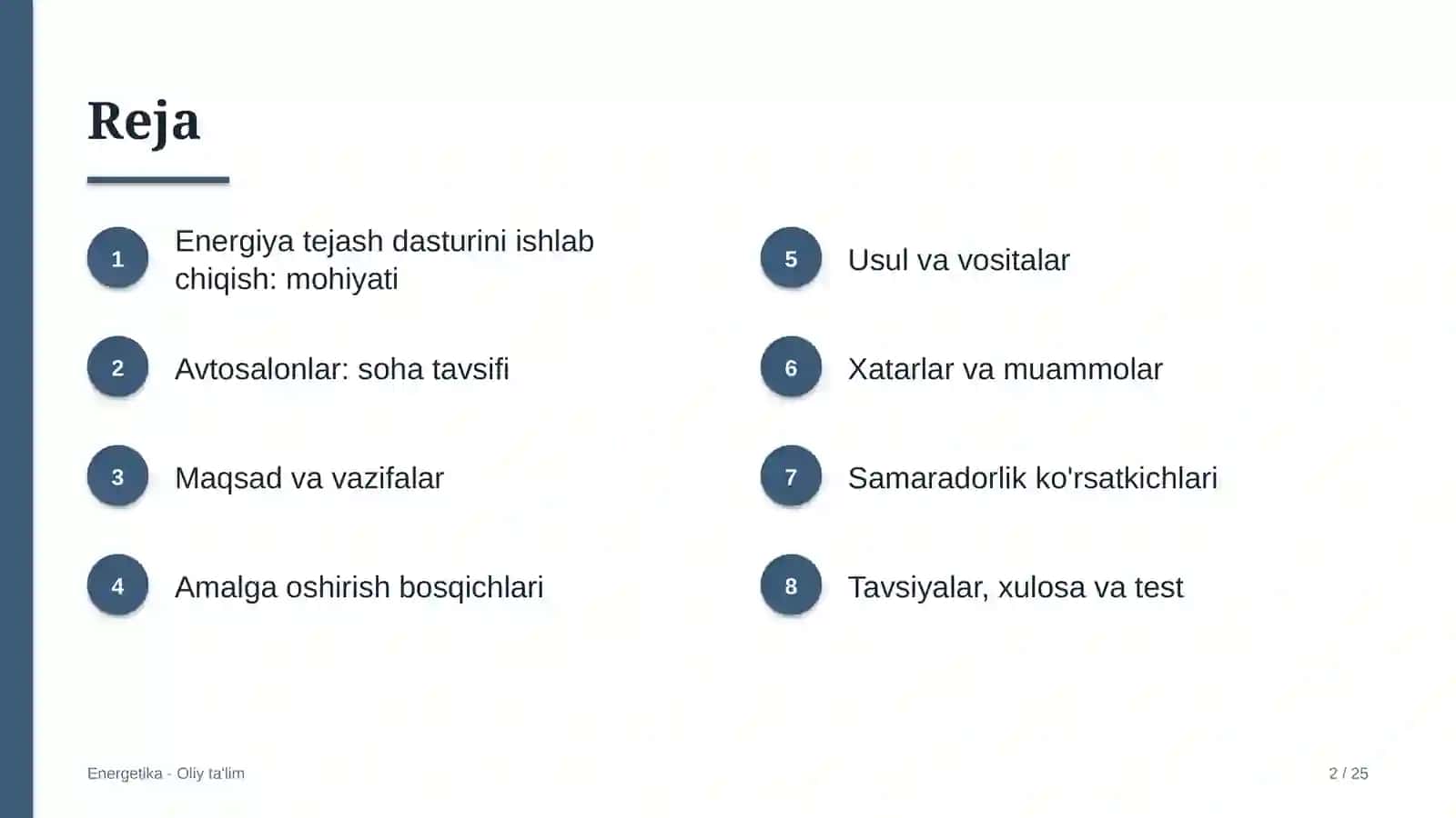 Avtosalonlarda energiya tejash dasturini ishlab chiqish 2