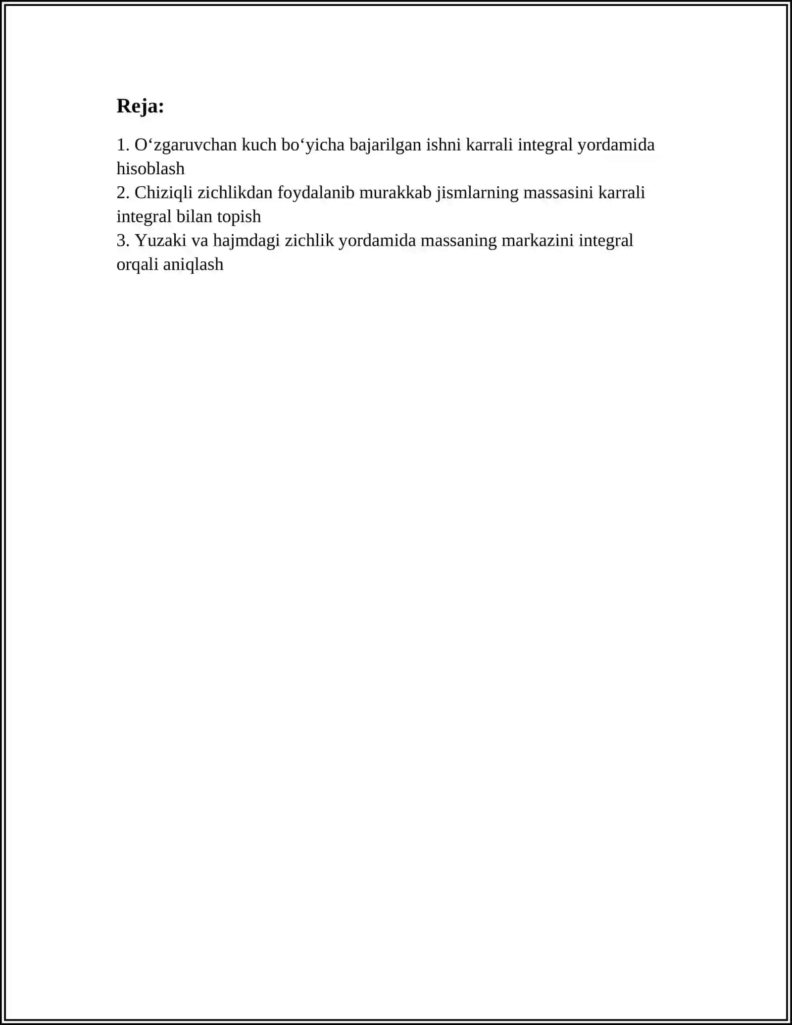 KARRALI INTEGRALLARNING FIZIKADAGI TATBIQLARI 2