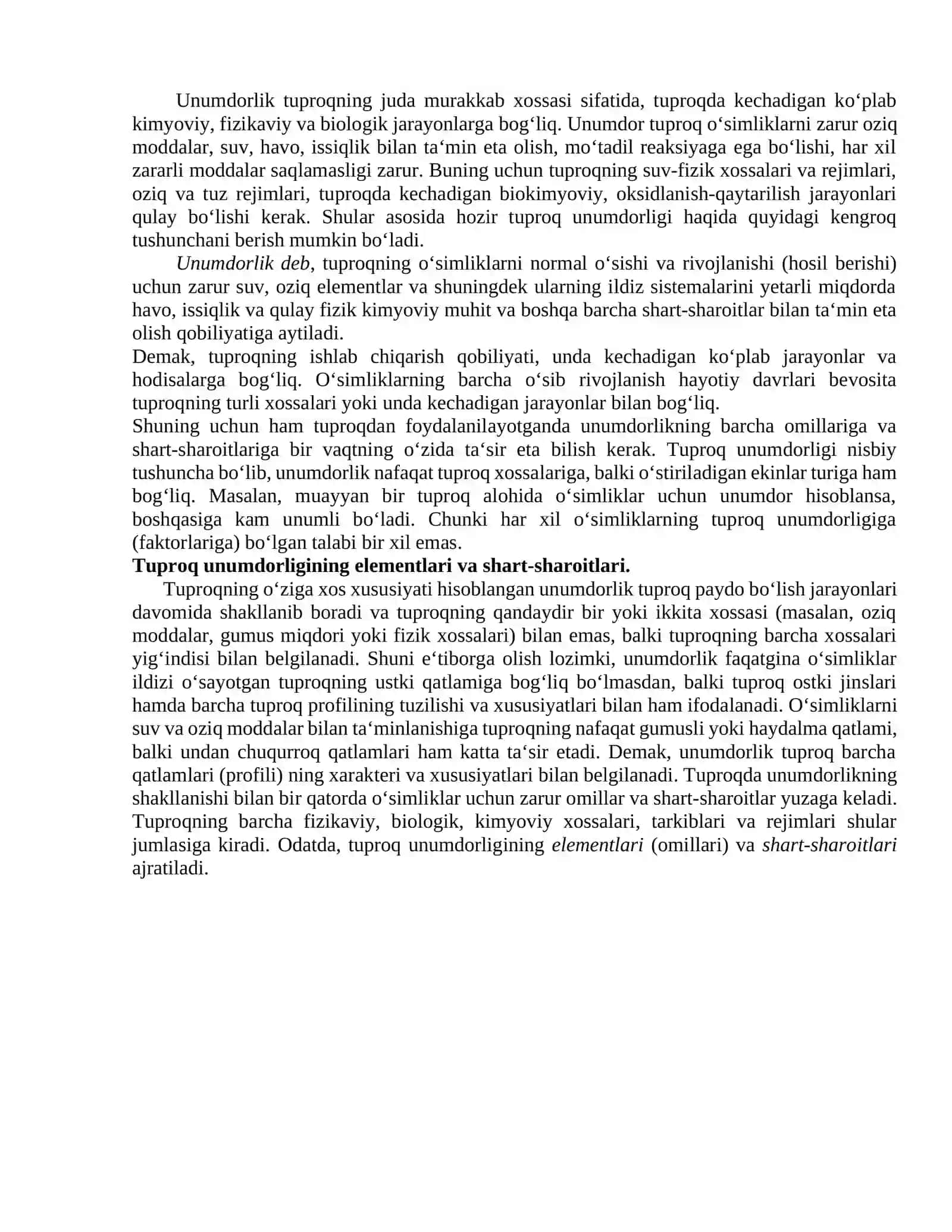 Tuproq unumdorligi 2