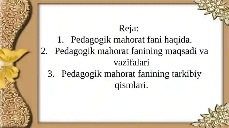Pedagogik mahorat fanining tarkibiy qismlari 2