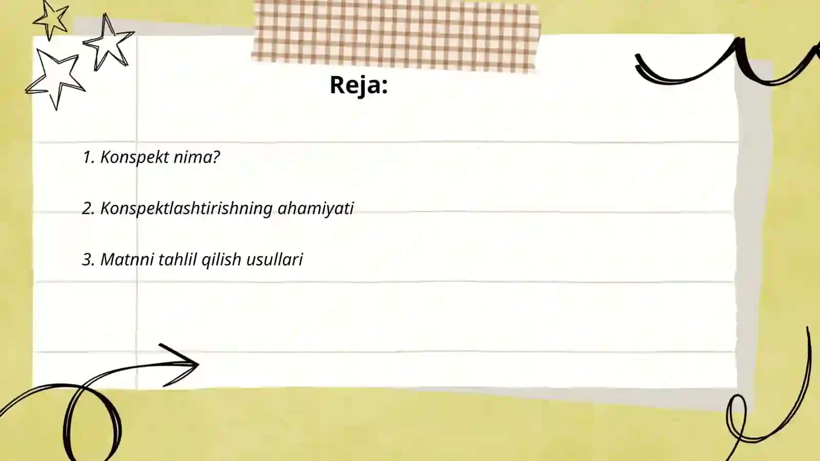 Konspekt tulari Konspektlashtirish usuli 2