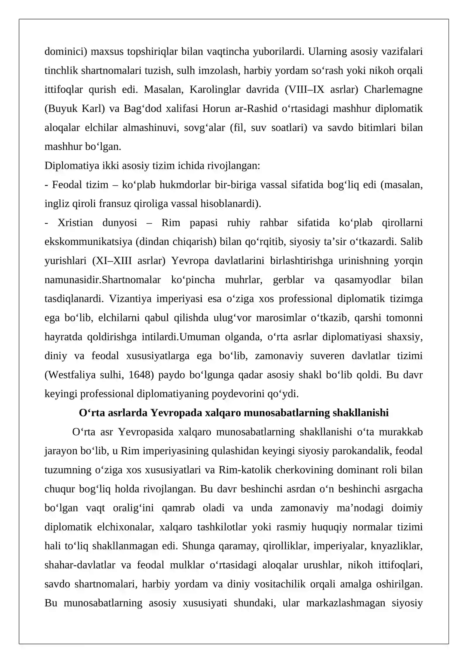 O‘rta Asrlarda Diplomatiya va Xalqaro Munosabatlar 2