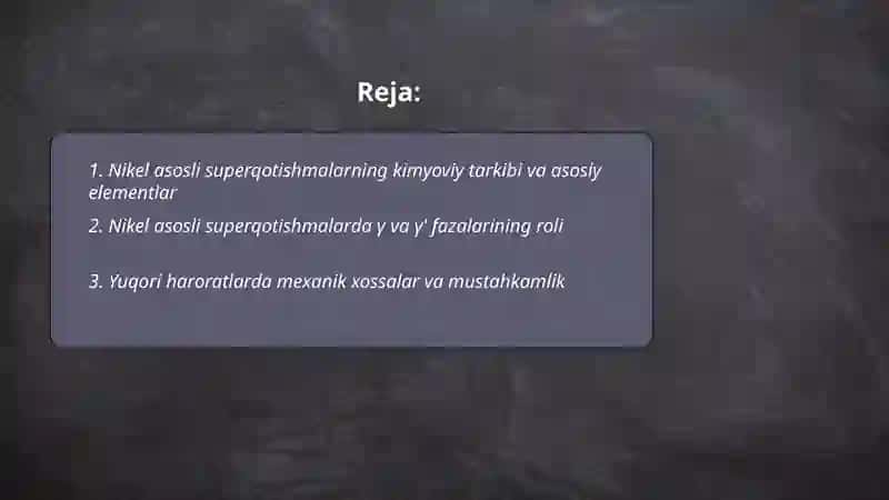 Nikel asosli superqotishmalar 2