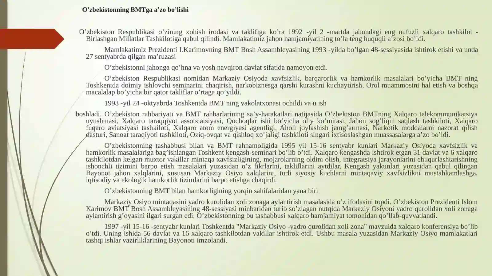 O`zbekiston va JahonHamjamiyati 2
