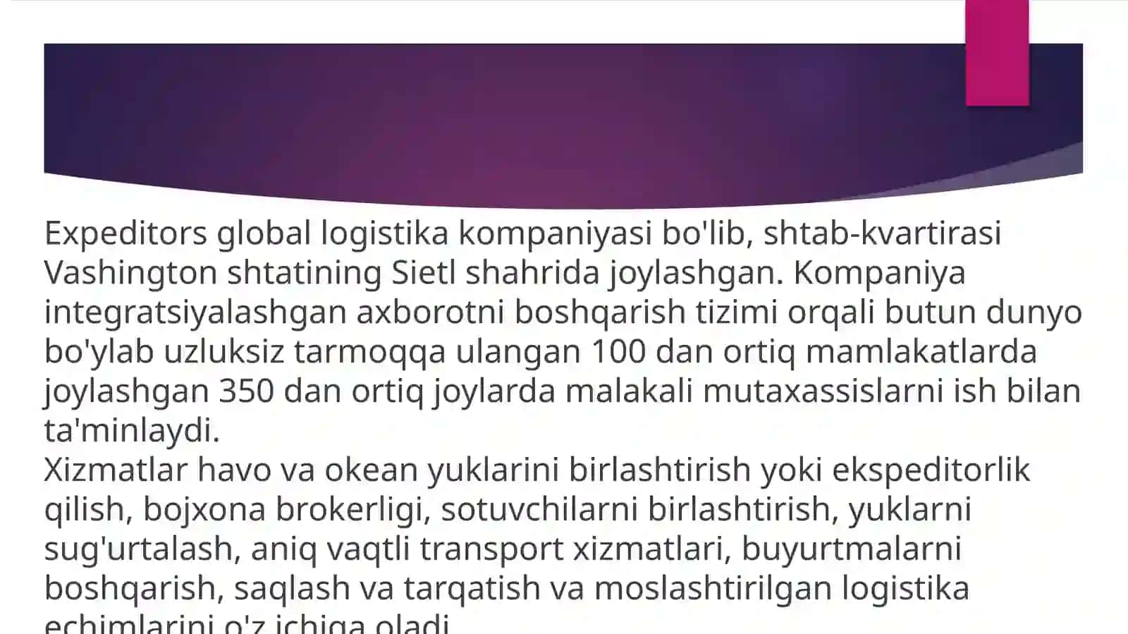 Expeditors global logistika kompaniyasi 2