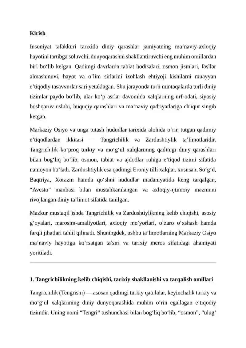 Tangrichilik va Zardushtiylik ta’limotlari 2