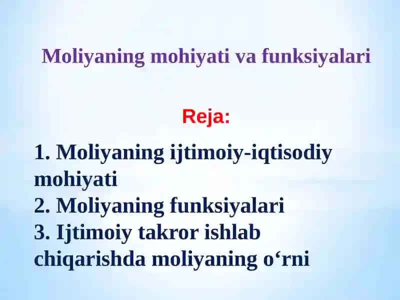 Moliyaning Mohiyati va Funksiyalari 2