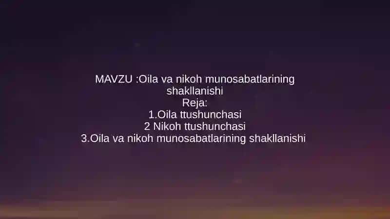 Oilavanikohmunosabatlariningshakllanishi 2