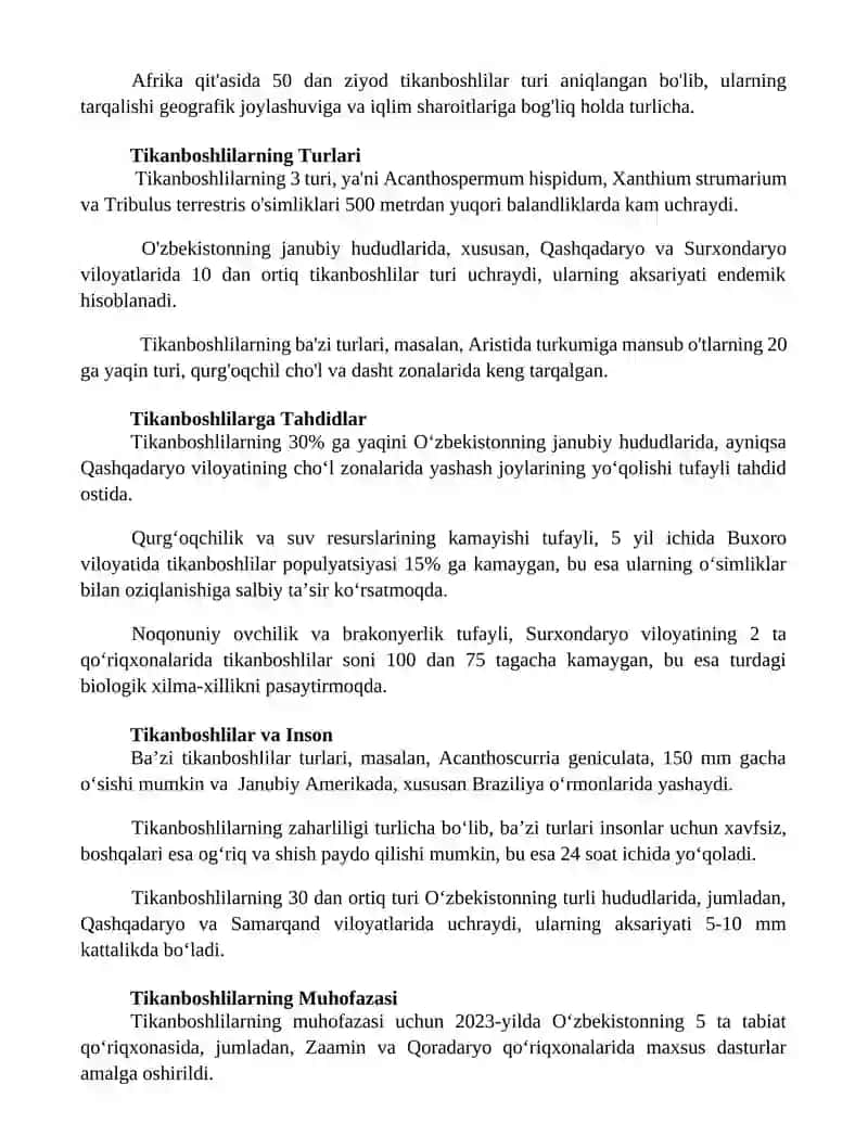 Tikanboshlilar tipi 2