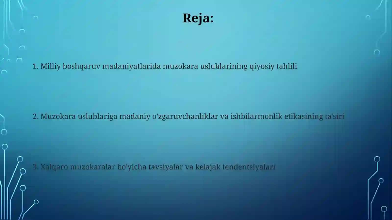 Muzokaralar uslubi va boshqaruvi 2