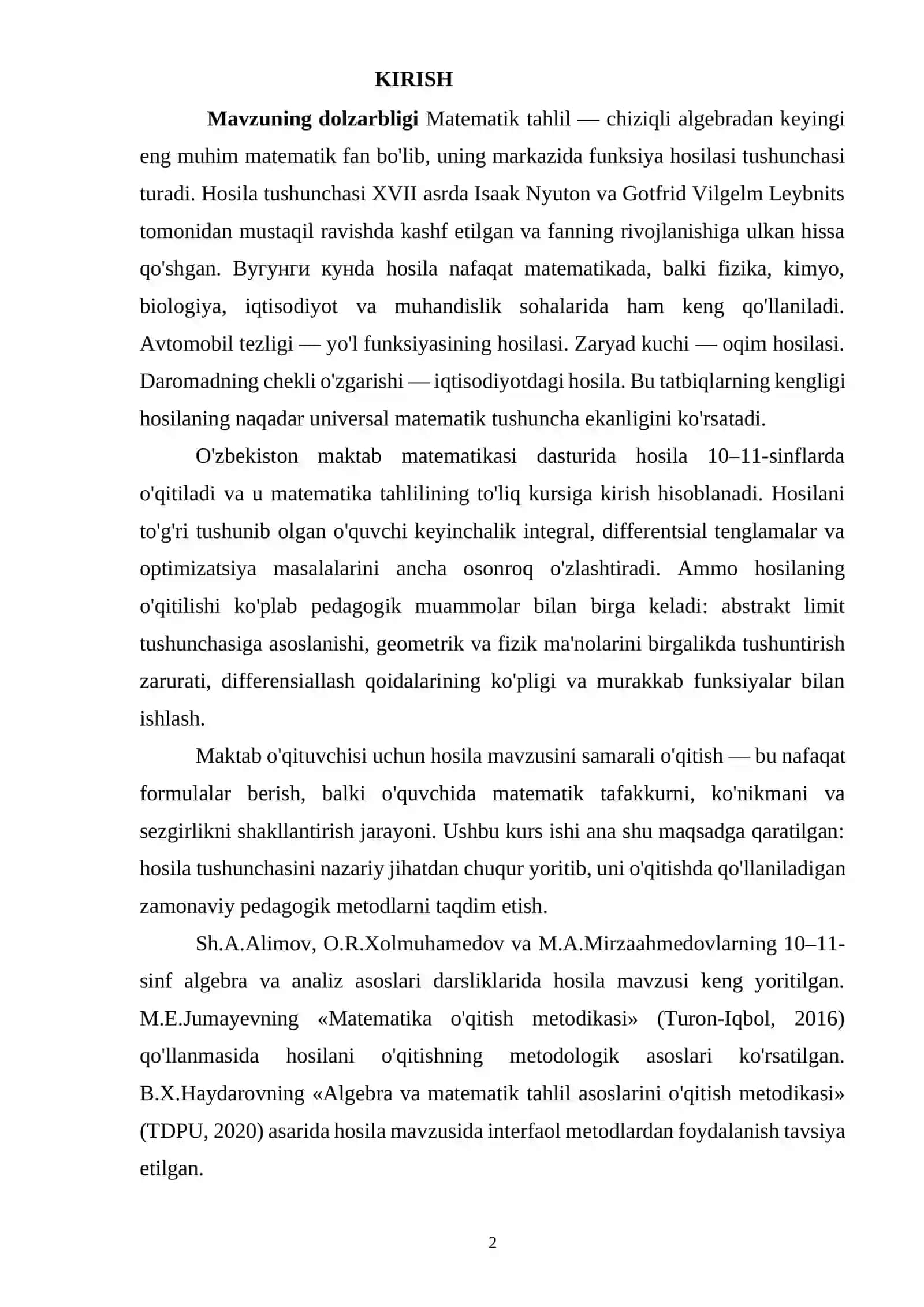 Funksiya hosilasi va uning kiritilishi 2 2