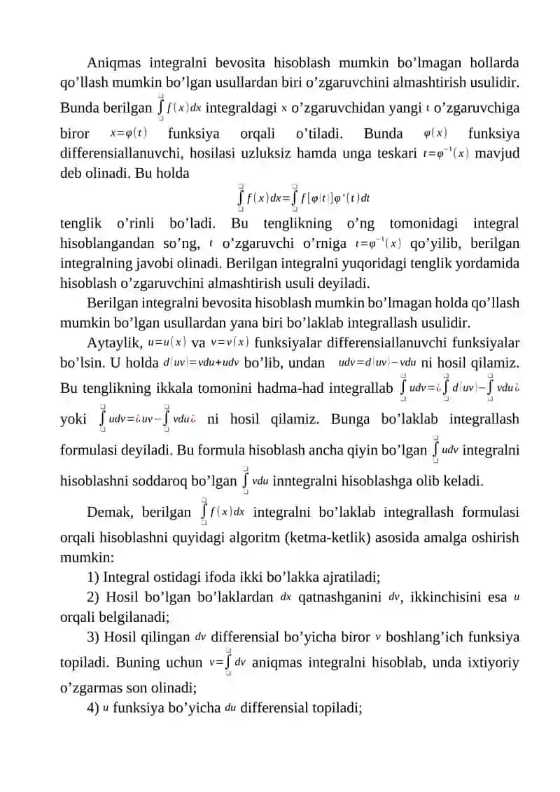 Matematik analiz fanidan 2
