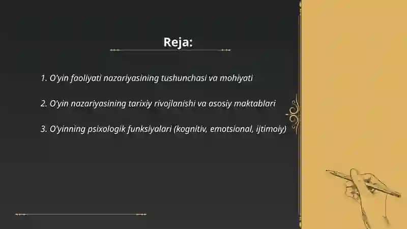 O'yin faoliyati nazariyasi 2