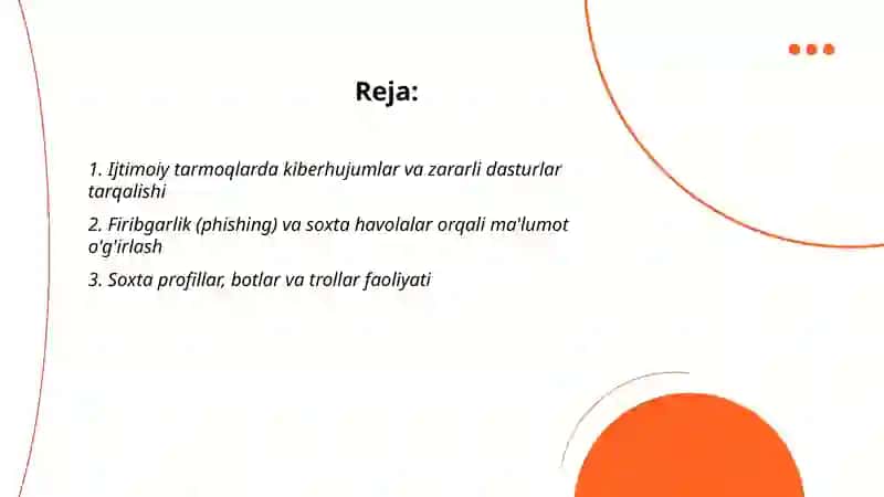 Ijtimoiy mediada tahdidlar,hurujlar va xavf- xatarlar 2