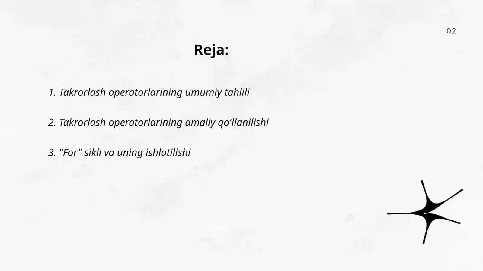 Takrorlash operatorlari bilan ishlash 2