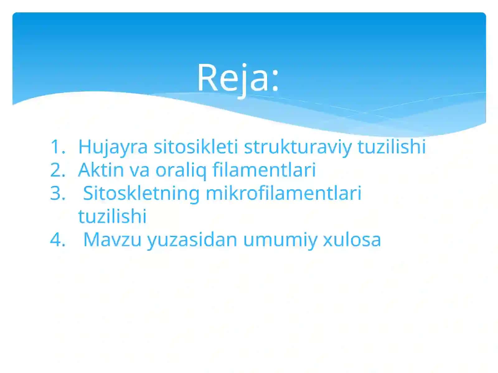 Hujayra sitoskletining strukturaviy va funksional tashkil etilishi 2