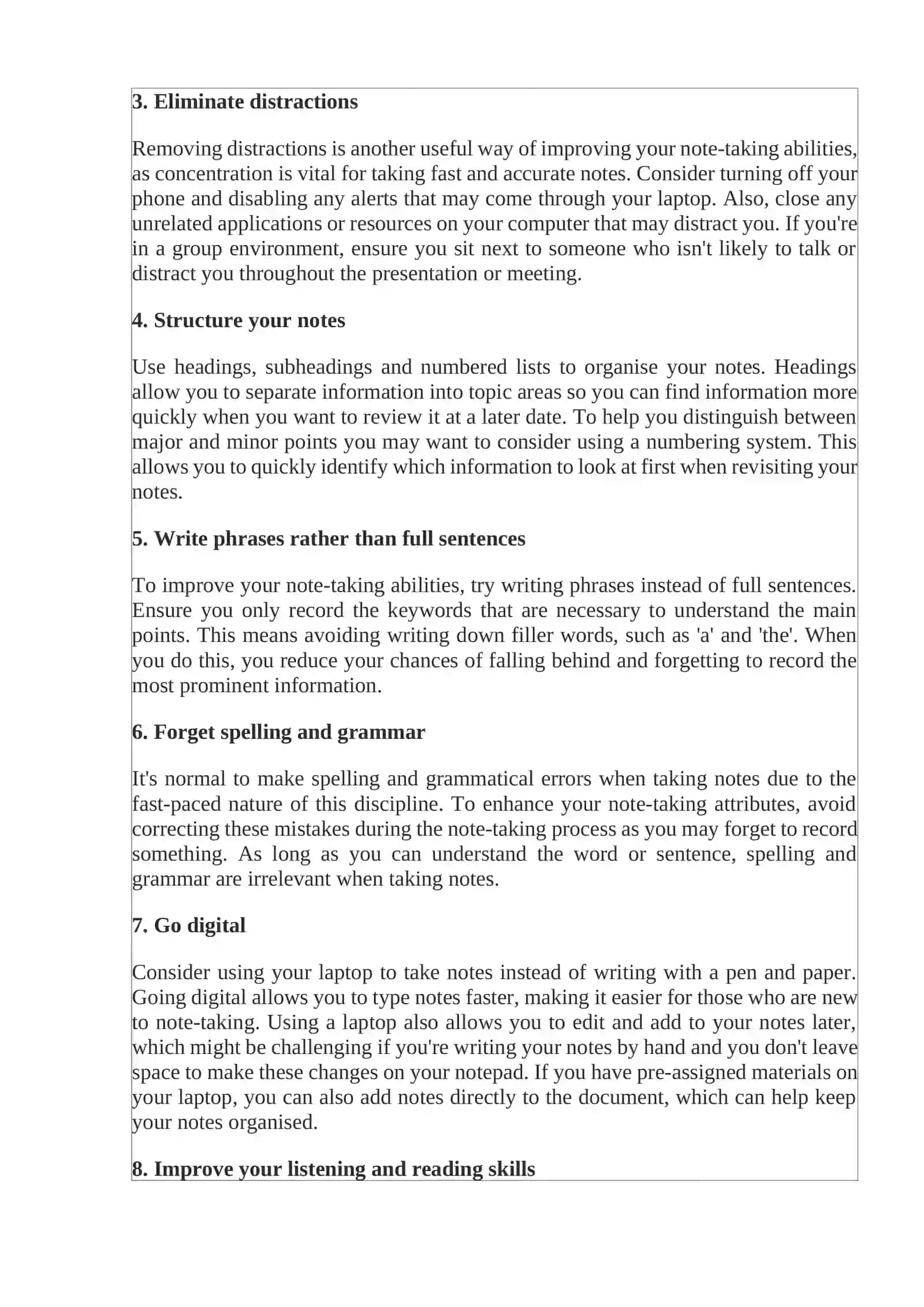 Developing note-taking skills 2
