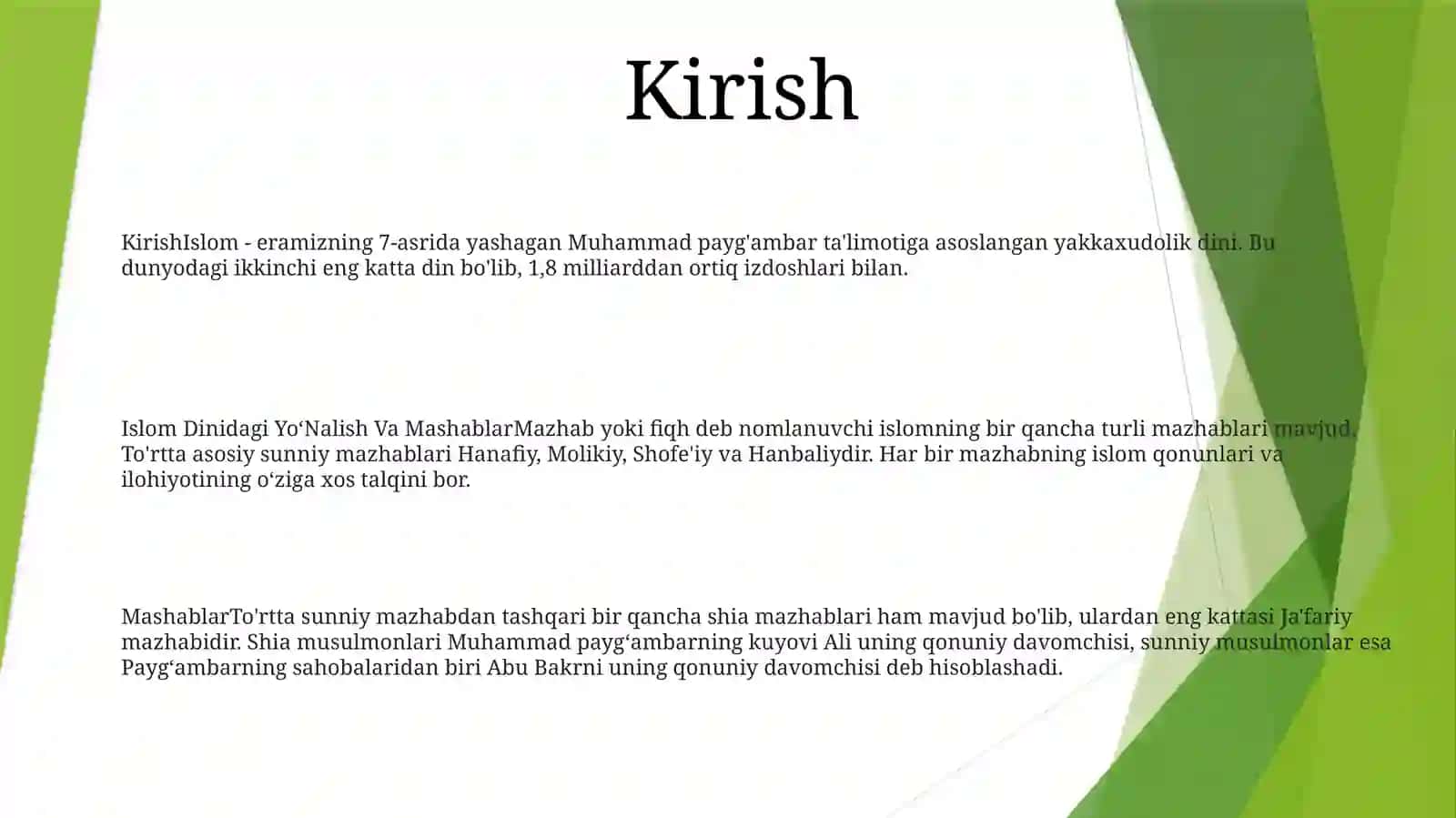 Islom Dinidagi Yo‘Nalish Va Mashablar 2