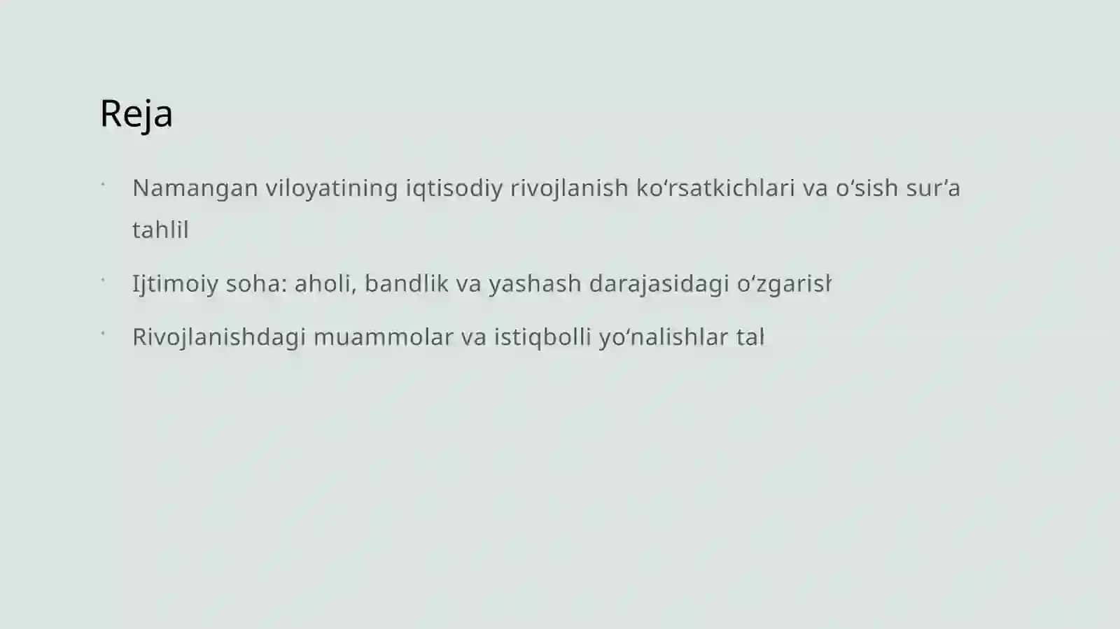 Namangan viloyatining iqtisodiy rivojlanish ko‘rsatkichlari va o‘sish sur’atlari tahlili 2