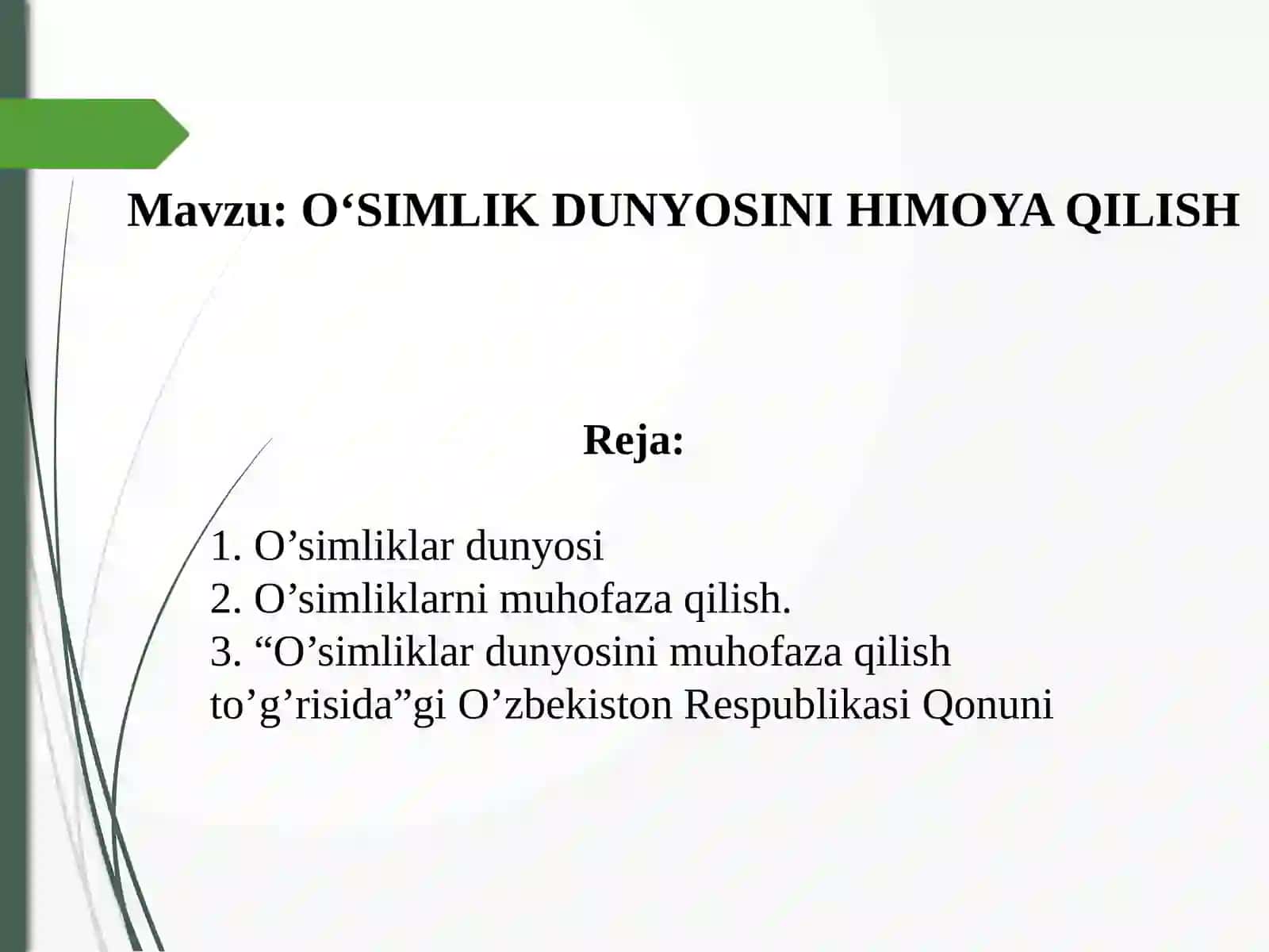 O‘SIMLIK DUNYOSINI HIMOYA QILISH 2