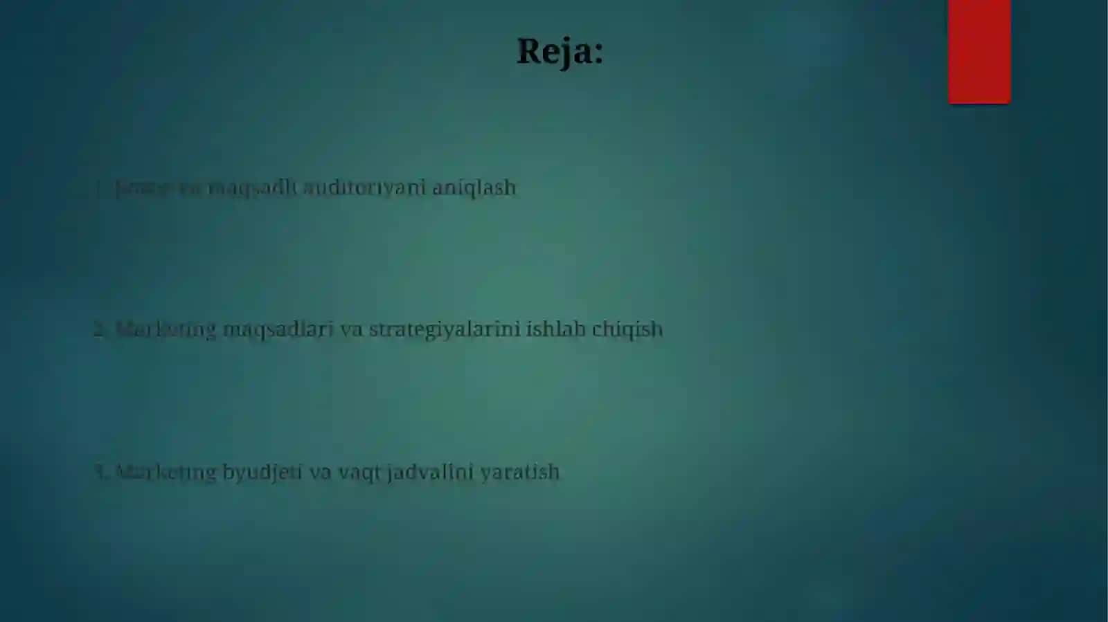 Marketingni Rejalashtirish 2