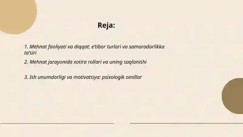 Mehnat faoliyati va psixik jarayonlar 2