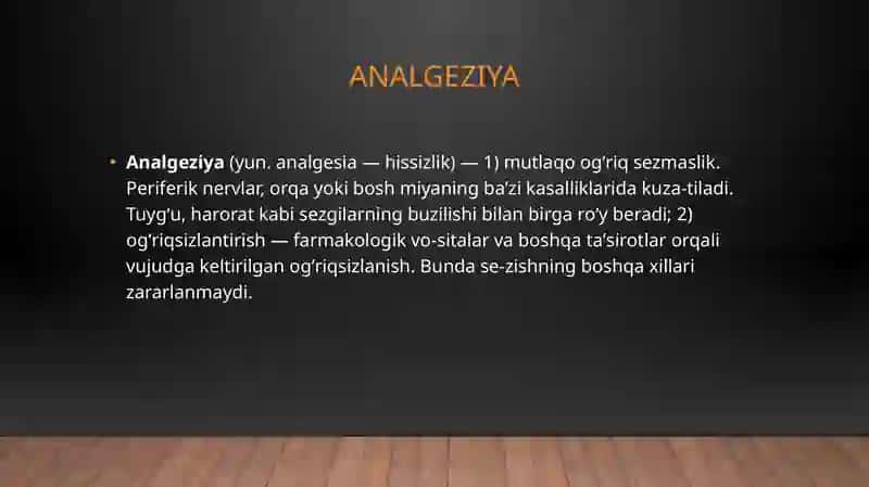 Analgeziya qiladigan vositalar 2