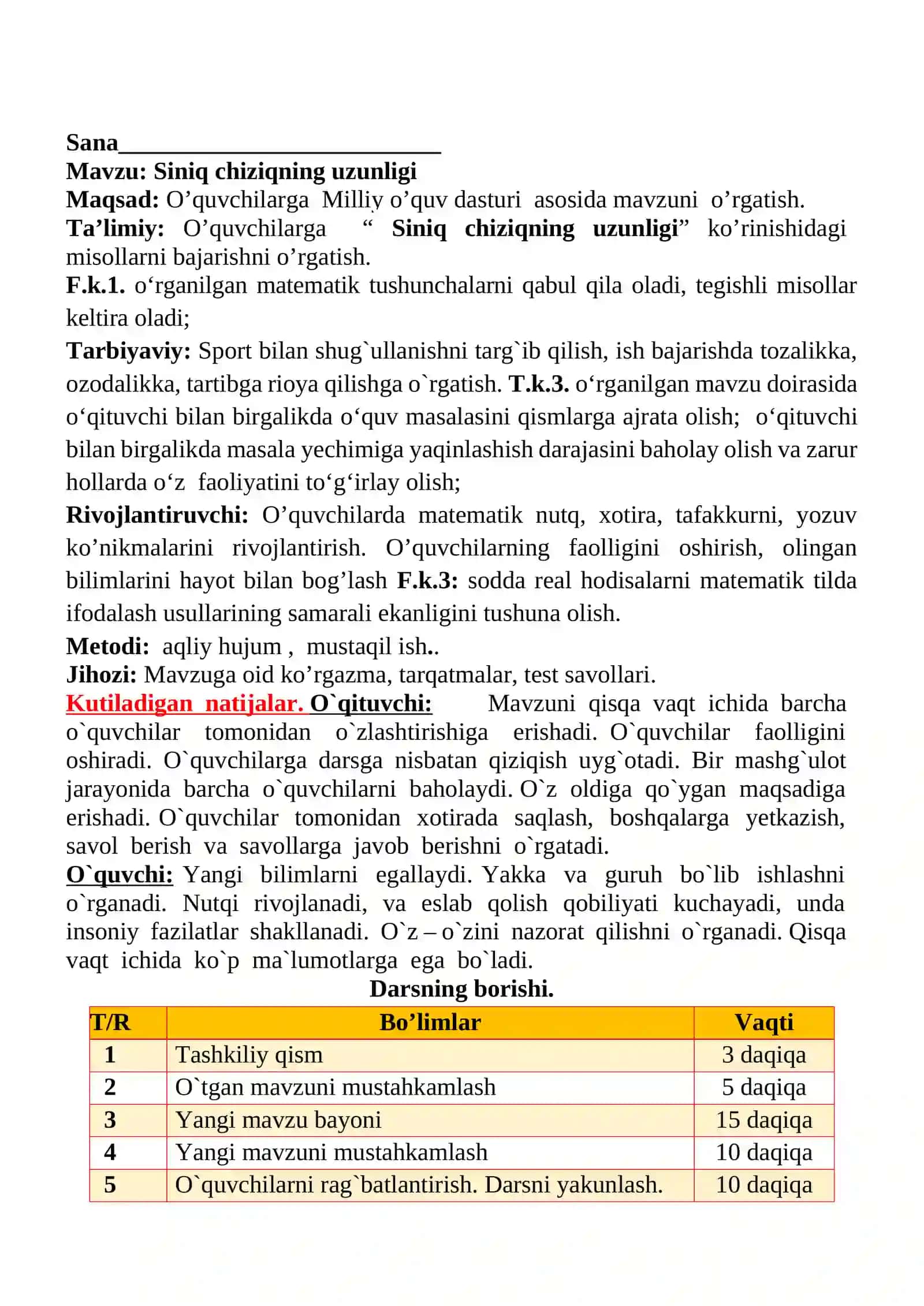 Siniq chiziqning uzunligi 1-sinflar uchun Matematika fanidan dars ishlanmasi 2